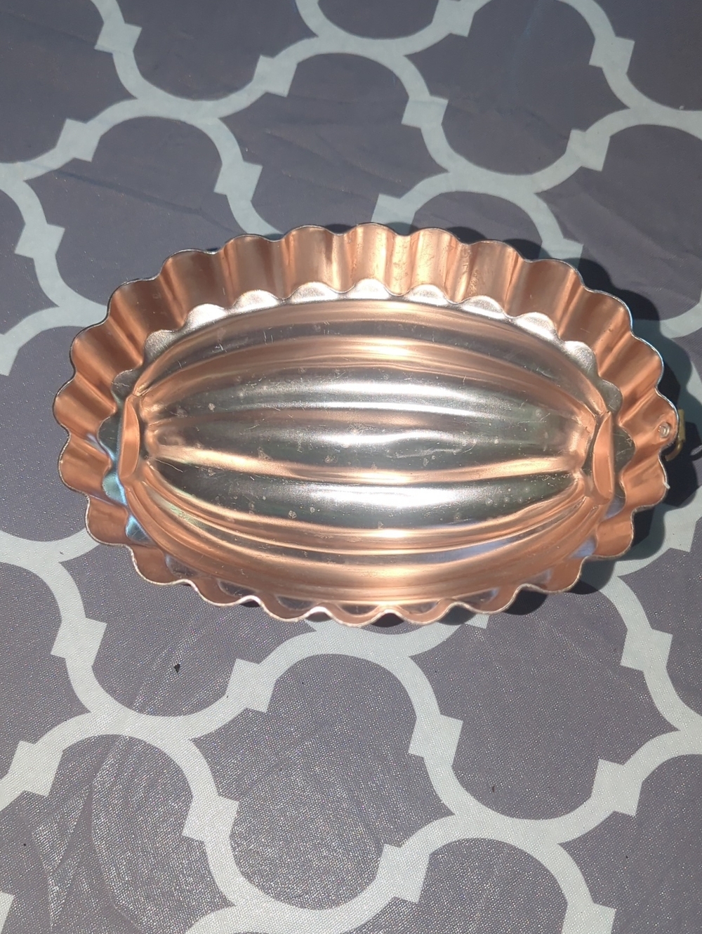 Copper-Tone Fluted Oval Serving Dish